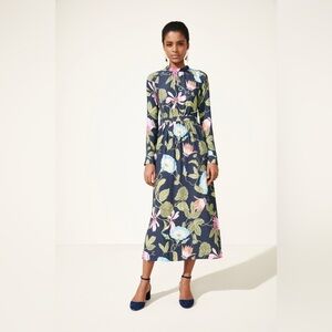 Ann Taylor Floral Keyhole Midi Dress Size 10 NWT Classic Career Feminine